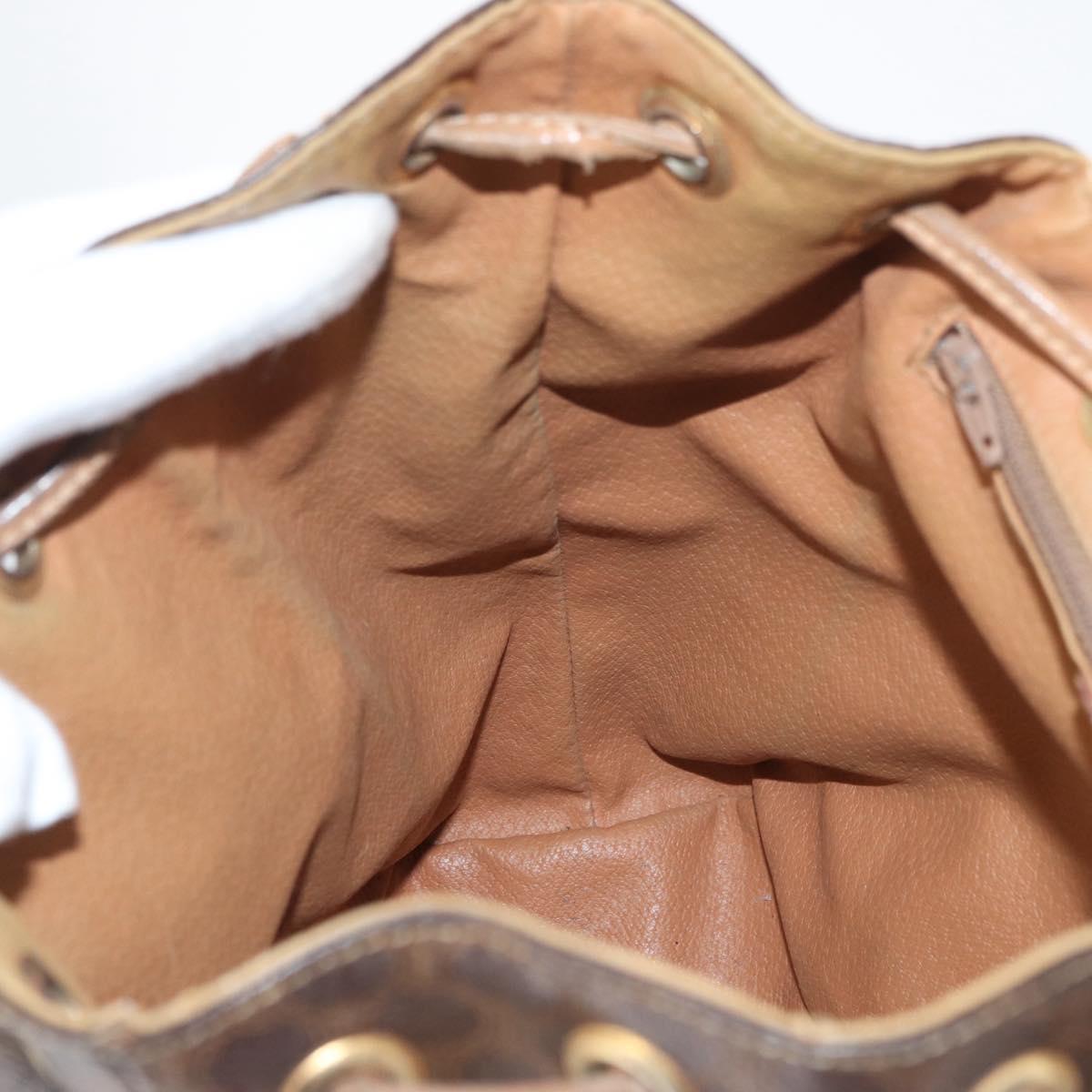 CELINE Macadam Canvas Backpack PVC Leather Brown Gold Auth bs35412