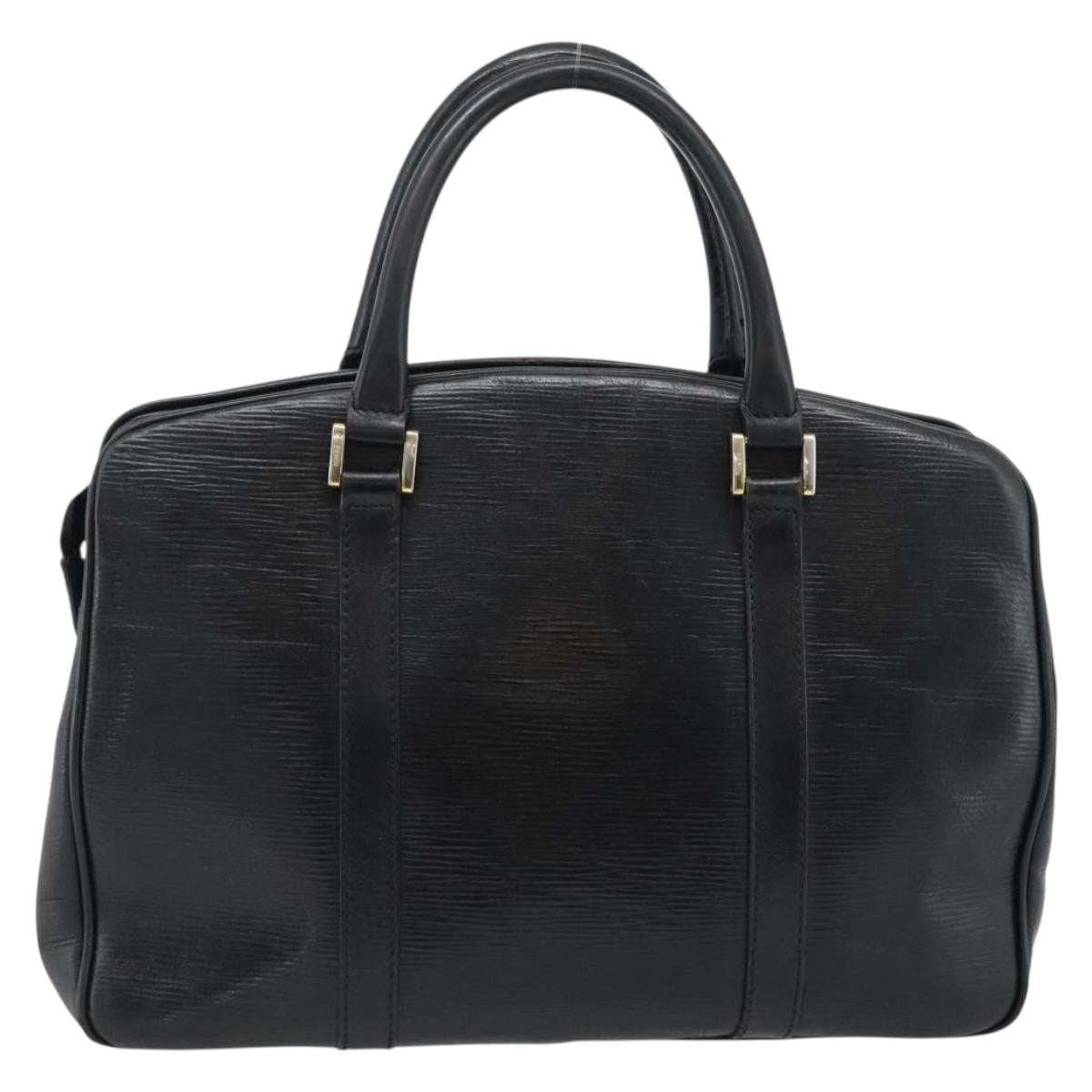 FENDI Hand Bag Leather Black Gold Auth bs35415
