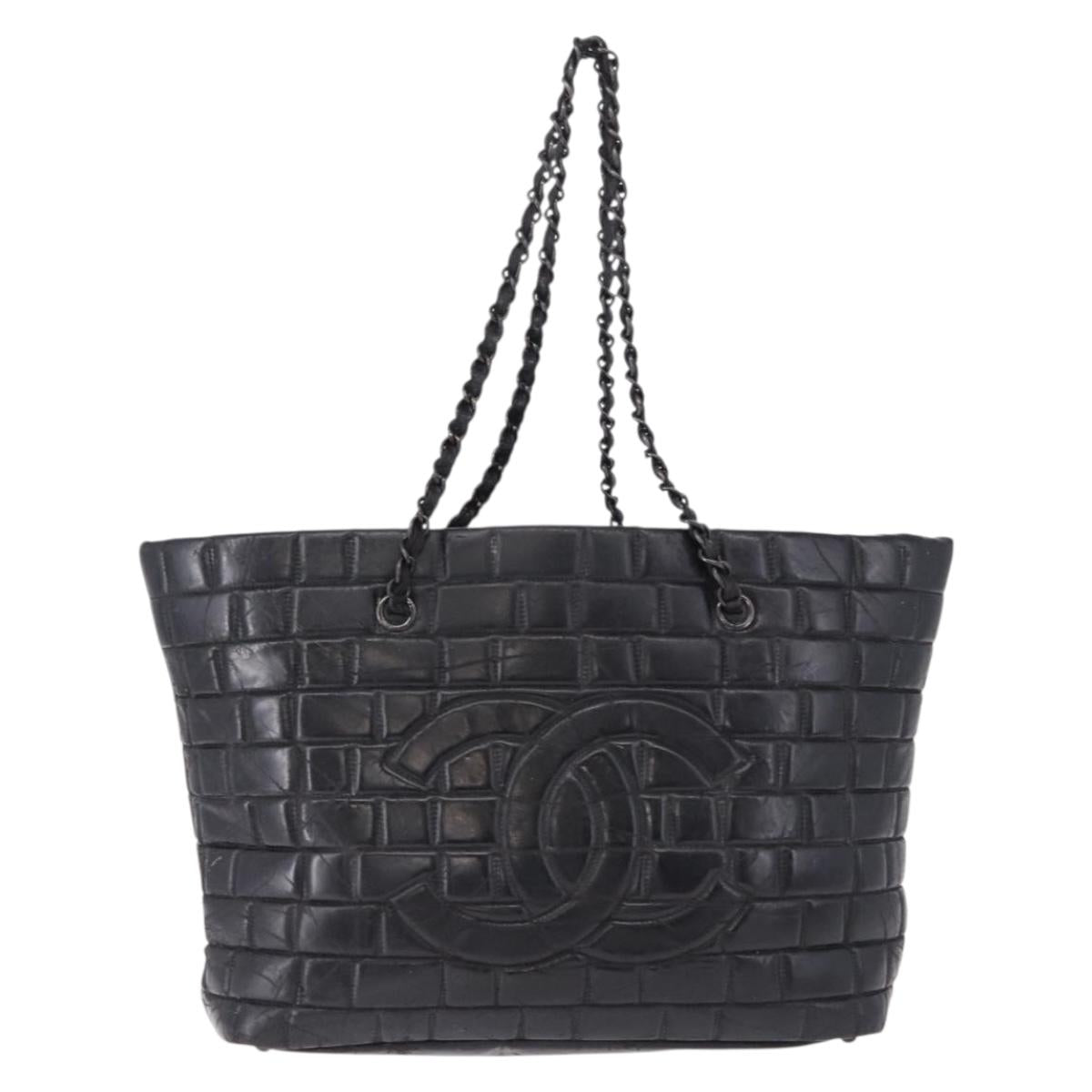 CHANEL Tote Bag Patent Leather Black CC Auth bs35420