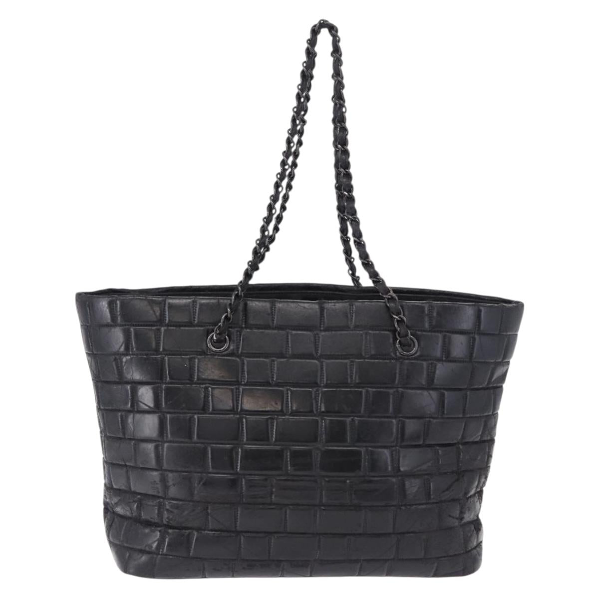 CHANEL Tote Bag Patent Leather Black CC Auth bs35420