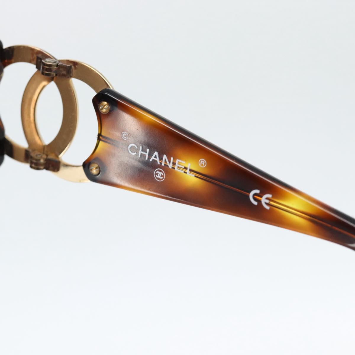 CHANEL Tortoise Pattern Sunglasses Plastic Brown Gold CC Auth bs35421