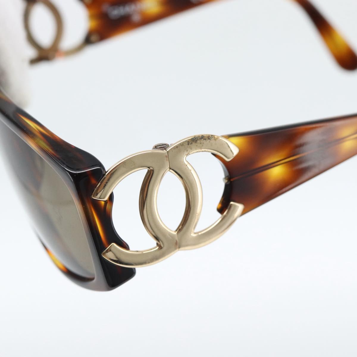 CHANEL Tortoise Pattern Sunglasses Plastic Brown Gold CC Auth bs35421