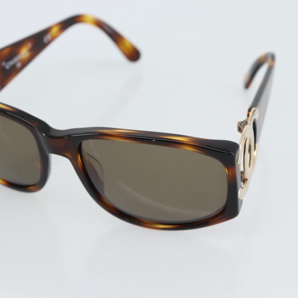 CHANEL Tortoise Pattern Sunglasses Plastic Brown Gold CC Auth bs35421