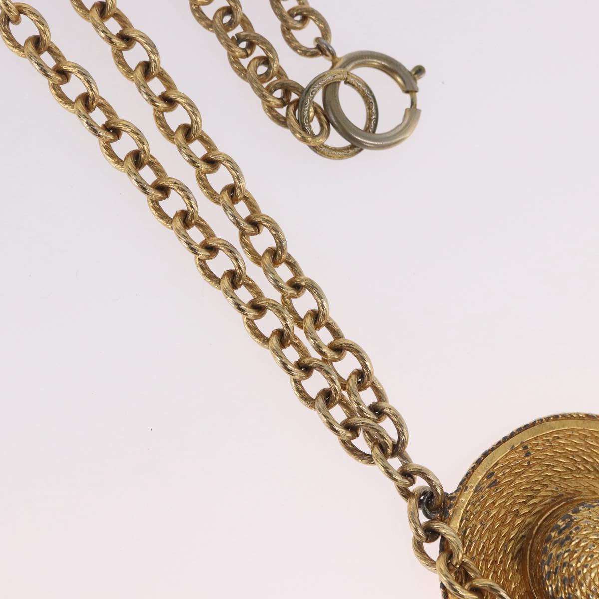 CHANEL Necklace Metal Gold Tone CC Auth bs35422A