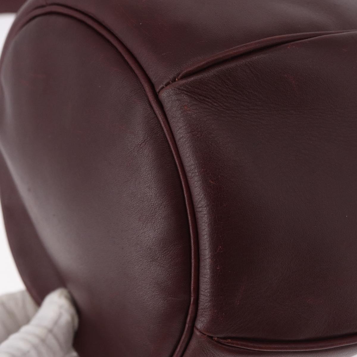CELINE Must Line Purse Shoulder Bag Leather Bordeaux Gold Auth bs35428