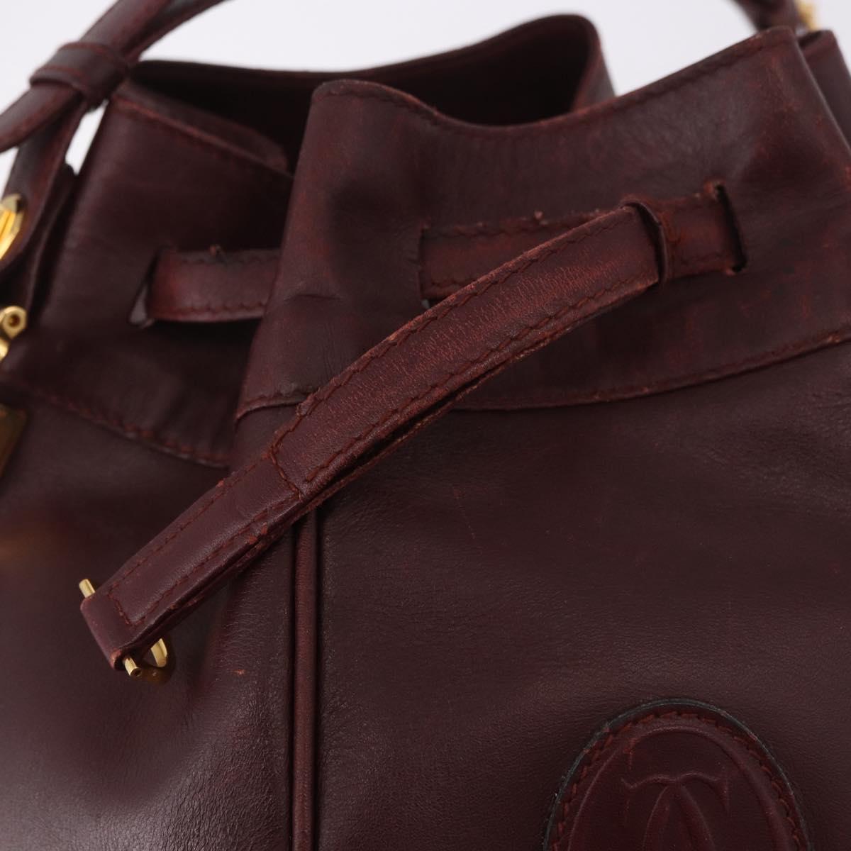CELINE Must Line Purse Shoulder Bag Leather Bordeaux Gold Auth bs35428
