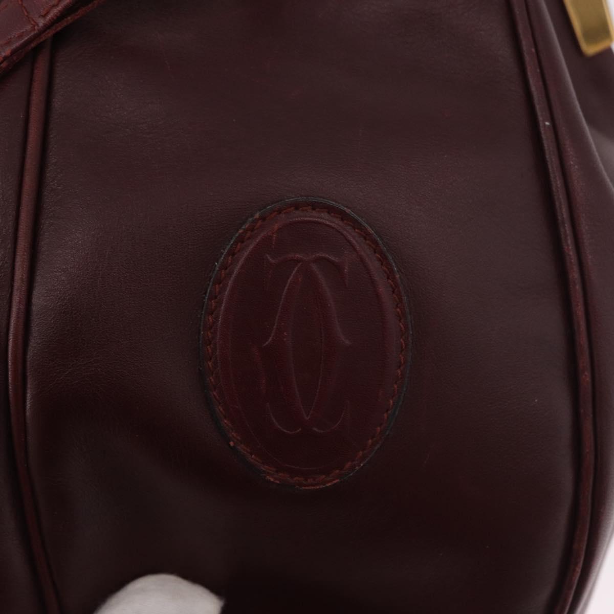 CELINE Must Line Purse Shoulder Bag Leather Bordeaux Gold Auth bs35428