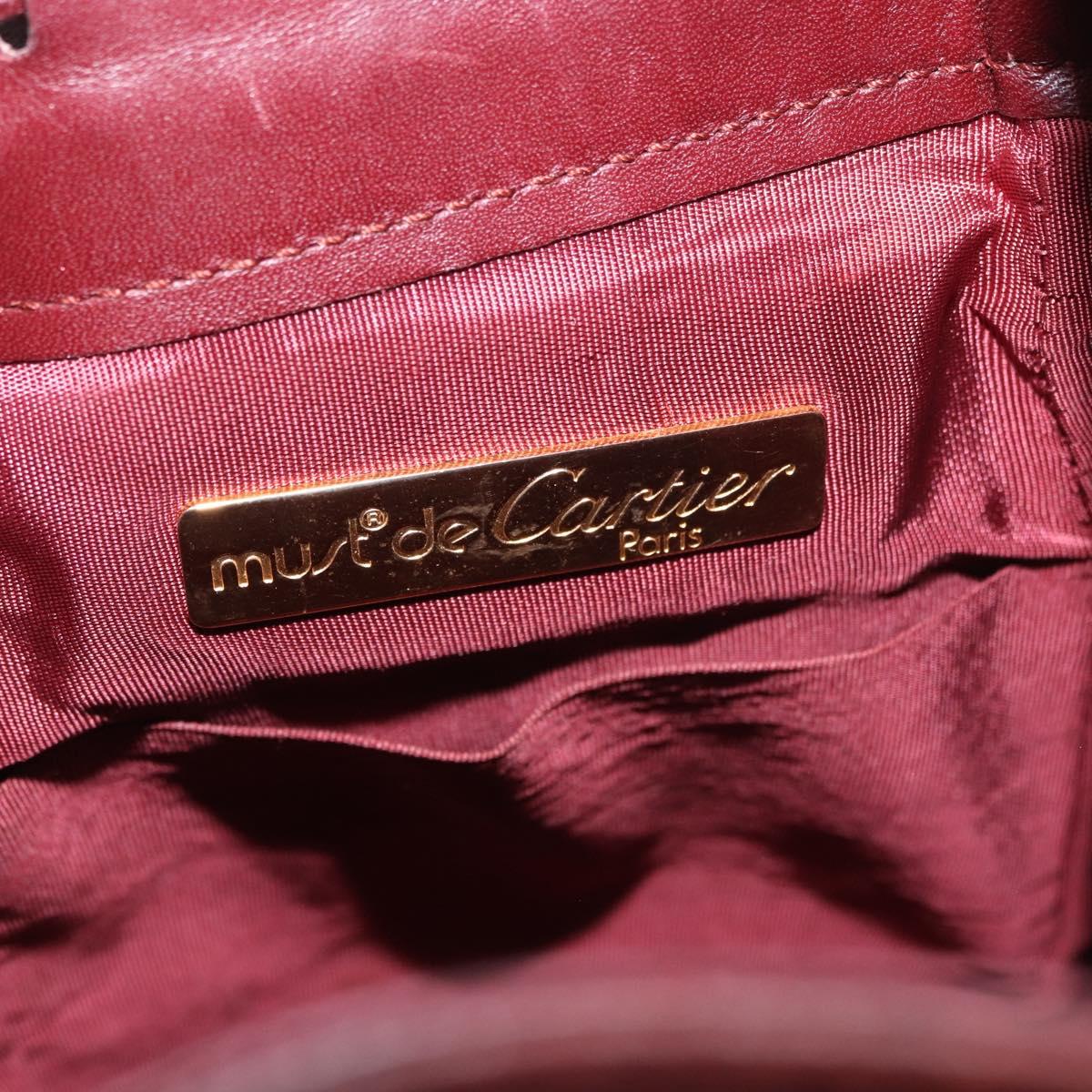 CELINE Must Line Purse Shoulder Bag Leather Bordeaux Gold Auth bs35428
