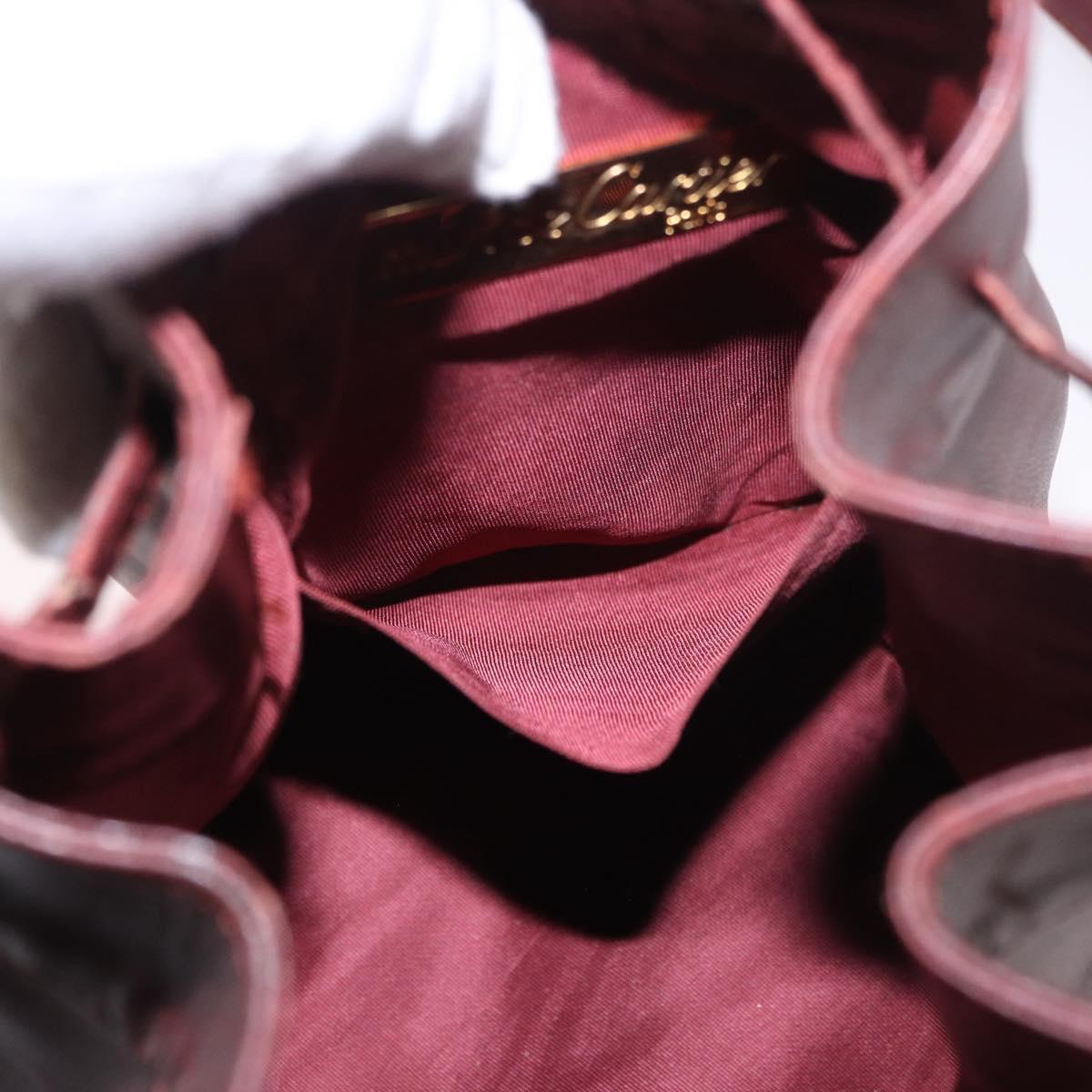CELINE Must Line Purse Shoulder Bag Leather Bordeaux Gold Auth bs35428