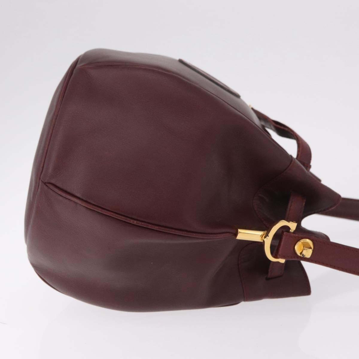 CELINE Must Line Purse Shoulder Bag Leather Bordeaux Gold Auth bs35428