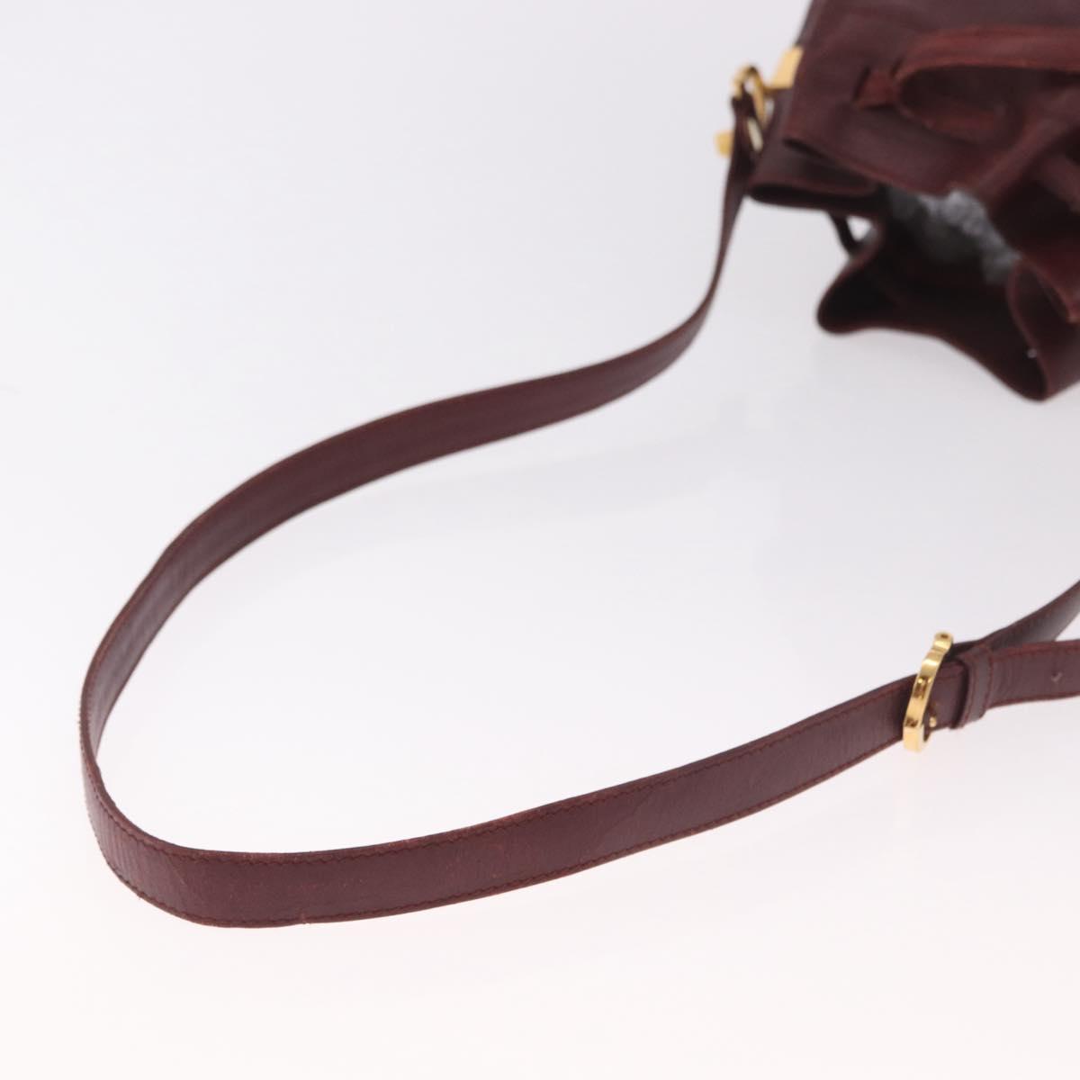 CELINE Must Line Purse Shoulder Bag Leather Bordeaux Gold Auth bs35428