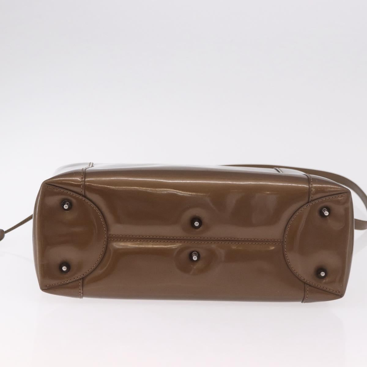 Christian Dior Maris Pearl Bag Patent Leather 2way Bronze Silver Auth bs35429