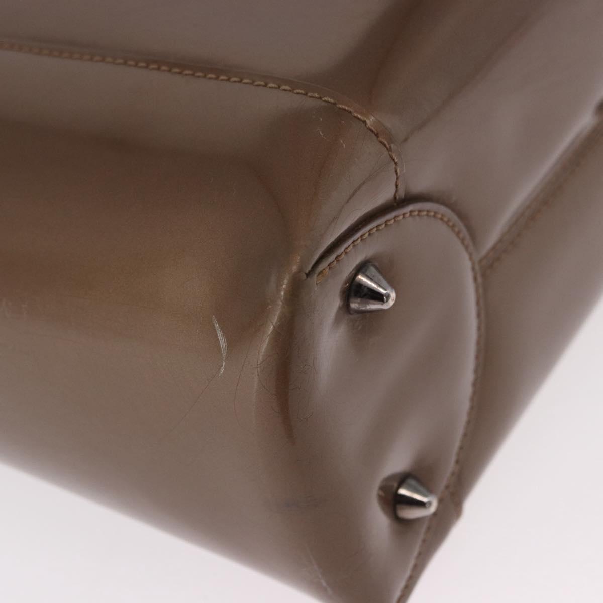 Christian Dior Maris Pearl Bag Patent Leather 2way Bronze Silver Auth bs35429