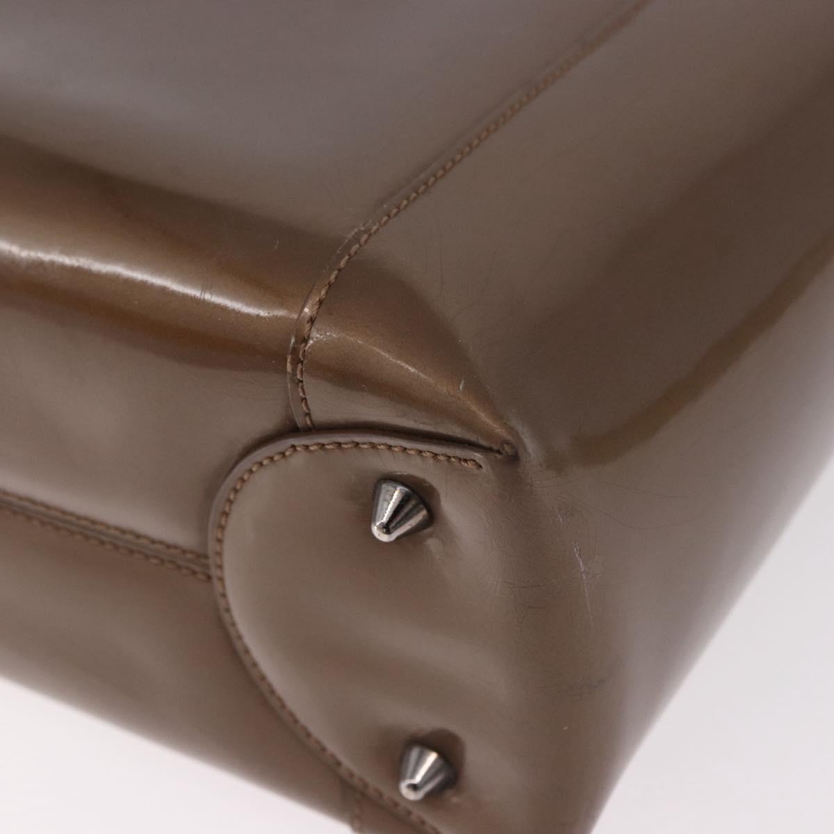 Christian Dior Maris Pearl Bag Patent Leather 2way Bronze Silver Auth bs35429