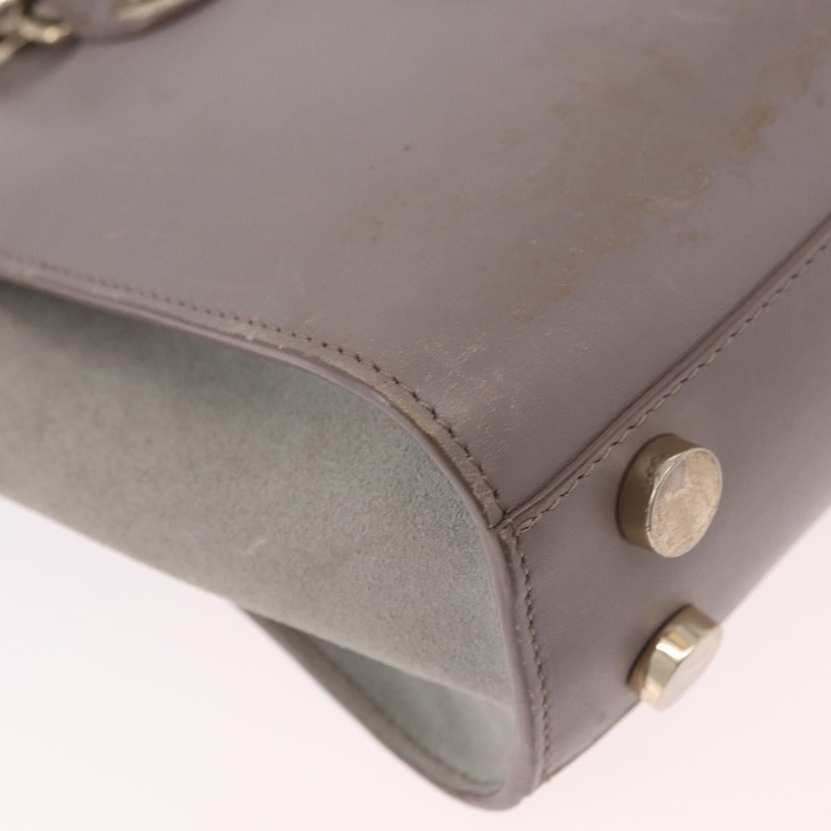 Jimmy Choo Hand Bag Leather 2way Gray Gold Auth bs35431