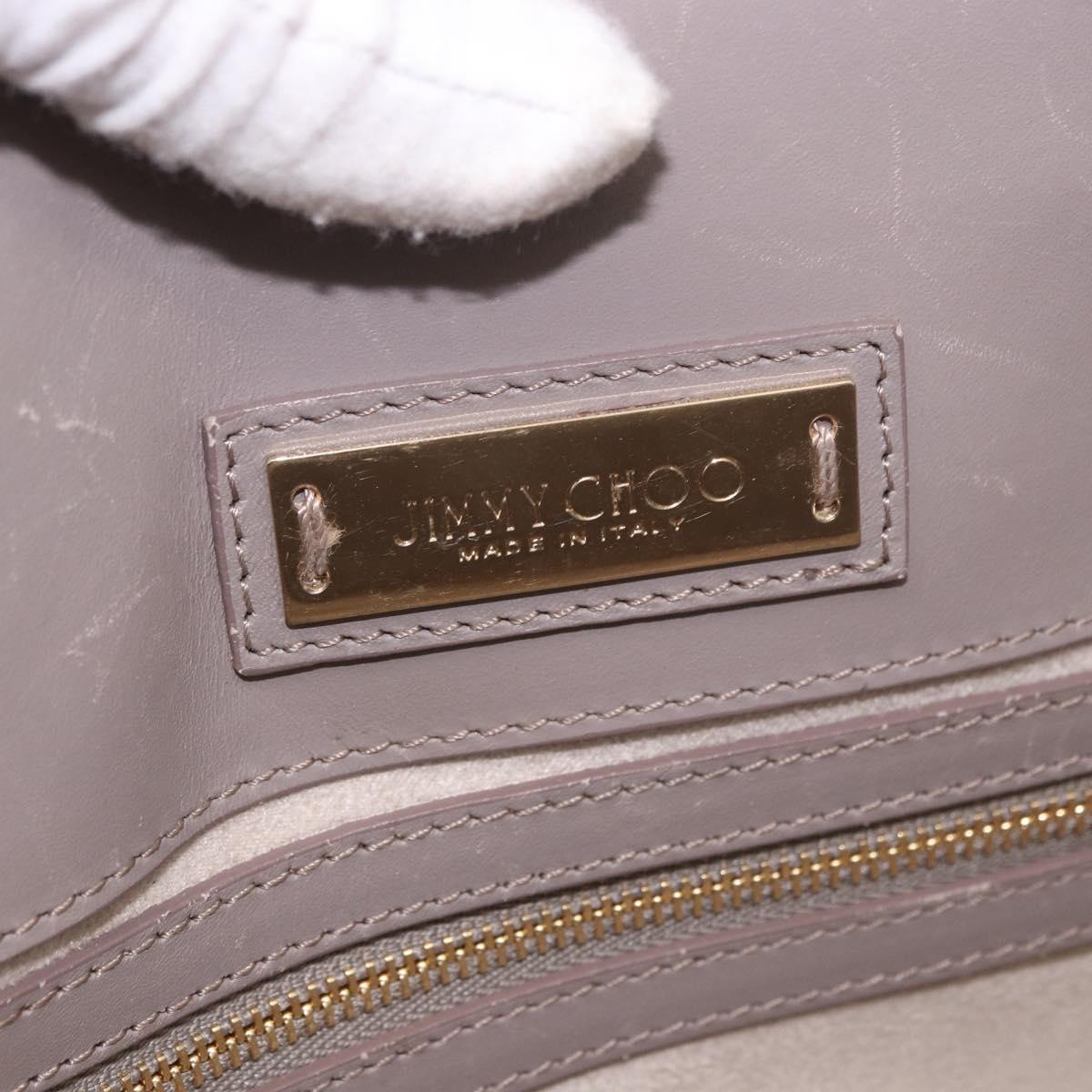 Jimmy Choo Hand Bag Leather 2way Gray Gold Auth bs35431