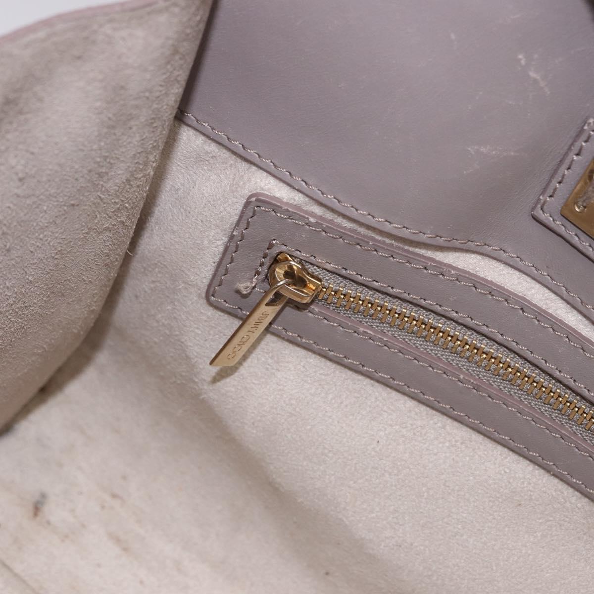 Jimmy Choo Hand Bag Leather 2way Gray Gold Auth bs35431