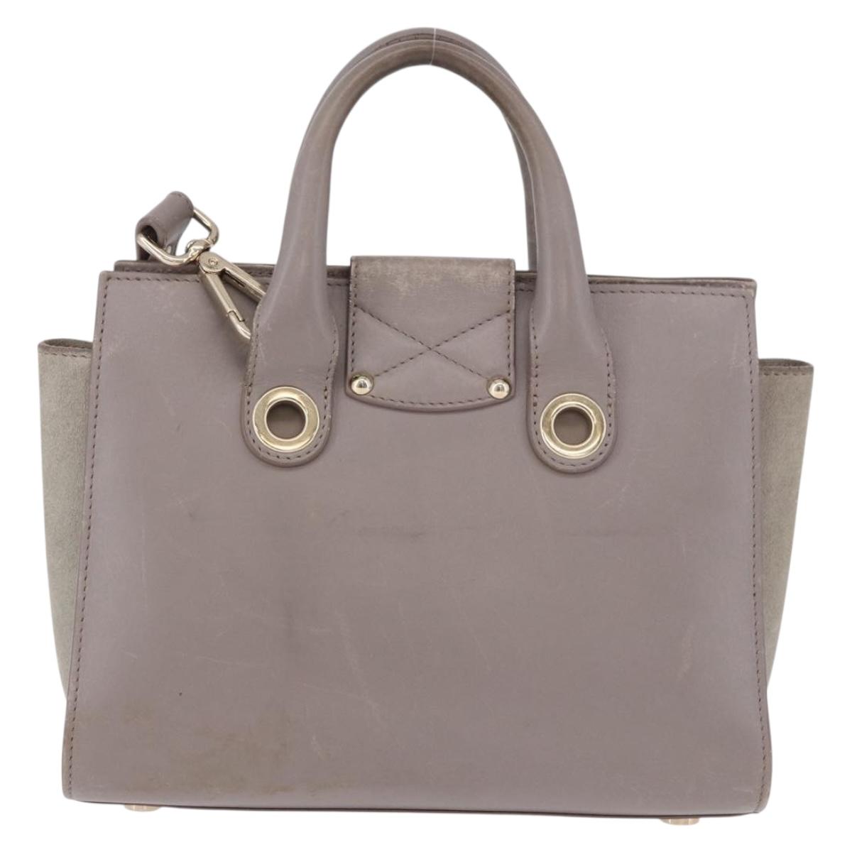 Jimmy Choo Hand Bag Leather 2way Gray Gold Auth bs35431