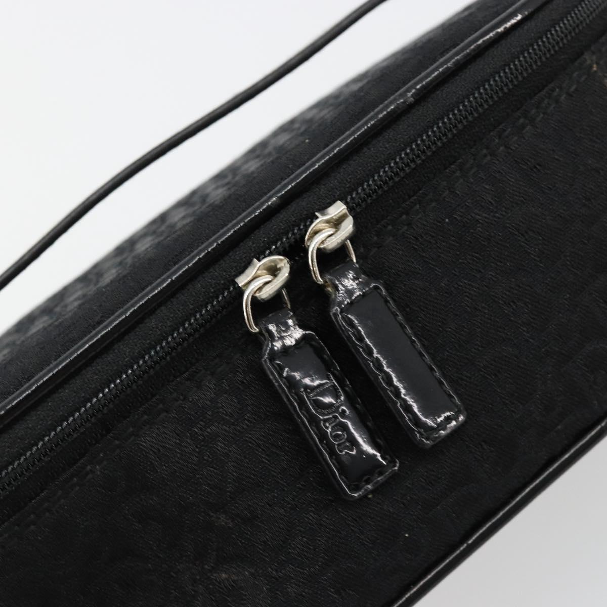Christian Dior Trotter Canvas Vanity Pouch Black Silver Auth bs35433