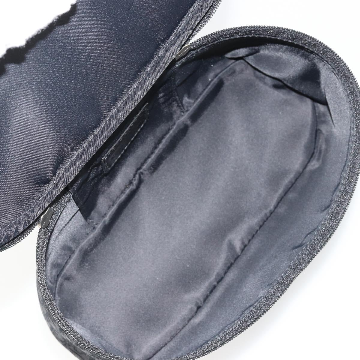 Christian Dior Trotter Canvas Vanity Pouch Black Silver Auth bs35433