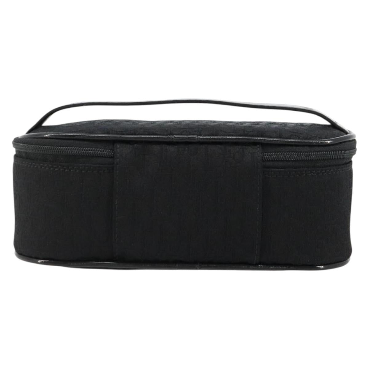 Christian Dior Trotter Canvas Vanity Pouch Black Silver Auth bs35433