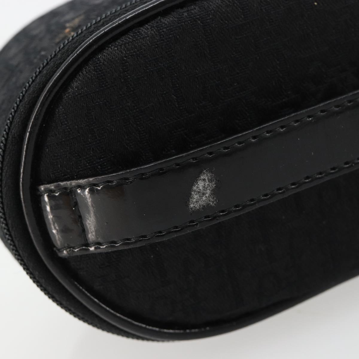 Christian Dior Trotter Canvas Vanity Pouch Black Silver Auth bs35433