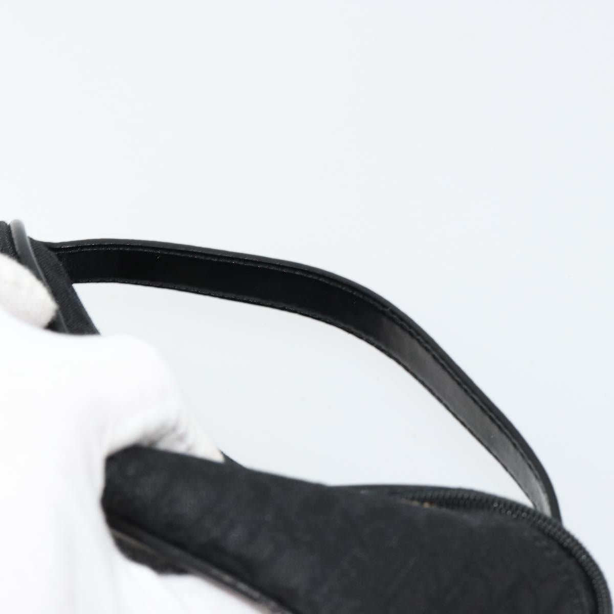 Christian Dior Trotter Canvas Vanity Pouch Black Silver Auth bs35433