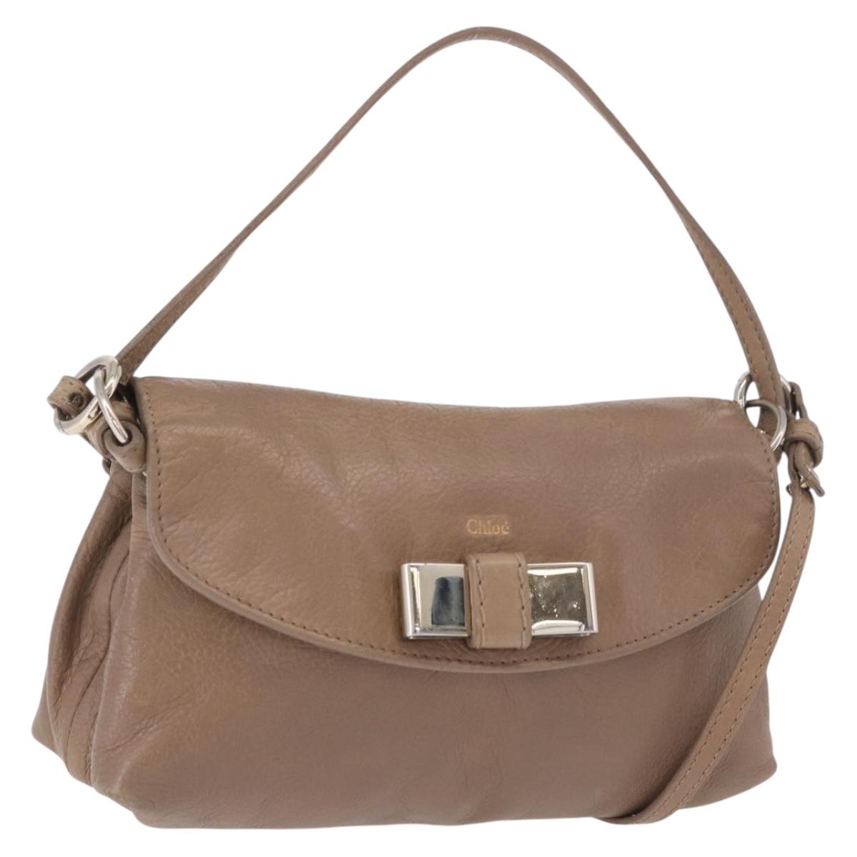 Chloe Lily Shoulder Bag Leather 2way Brown Gold Auth bs35434