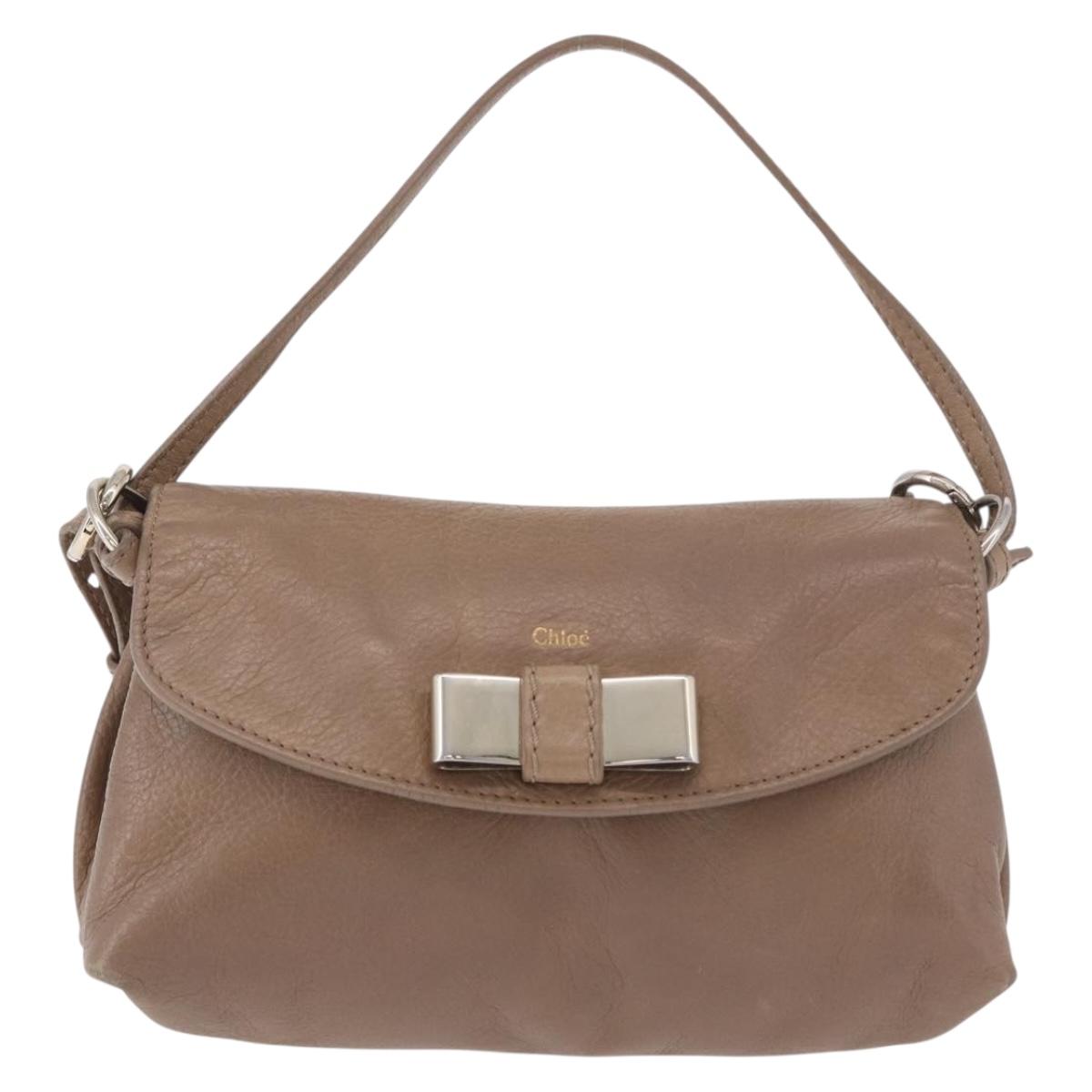 Chloe Lily Shoulder Bag Leather 2way Brown Gold Auth bs35434