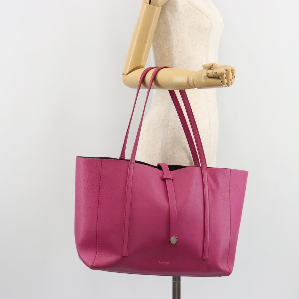 TIFFANY&Co. Tote Bag Leather Pink Silver Auth bs35436