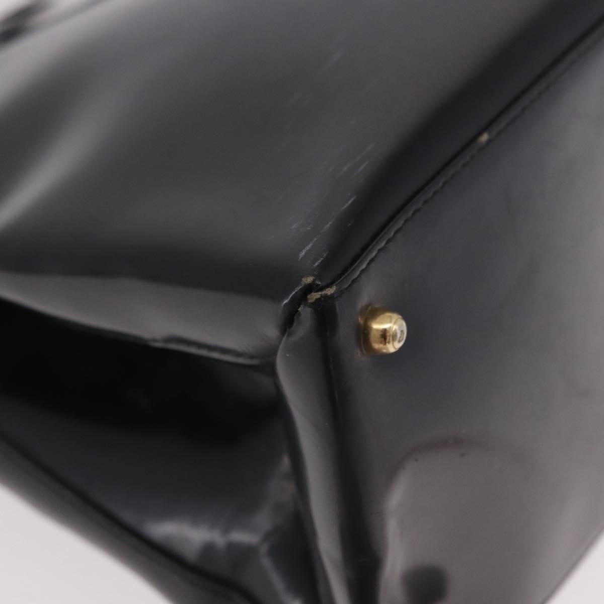 GUCCI Tote Bag Patent Leather Black Gold 000 1118 0503 Auth bs35437