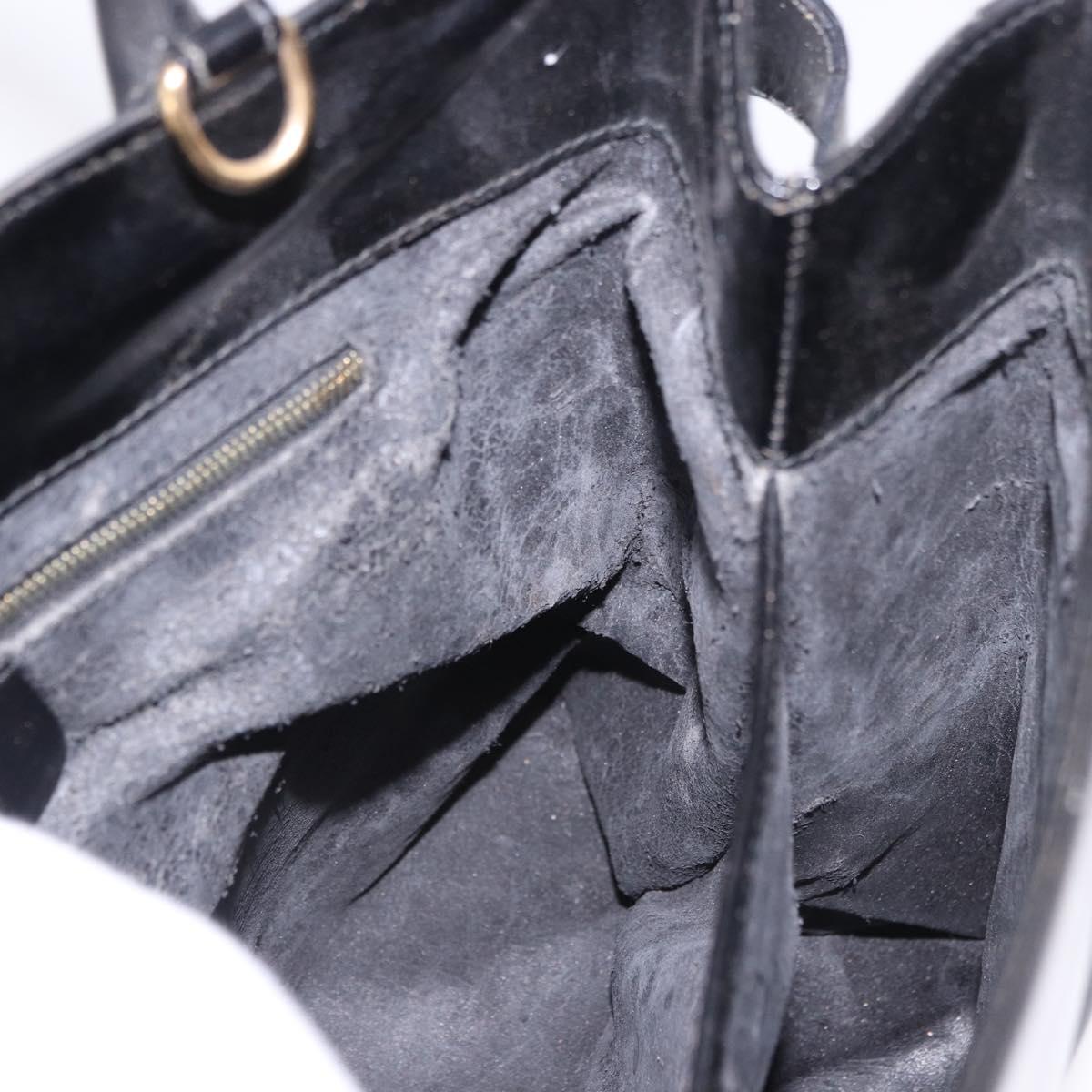 GUCCI Tote Bag Patent Leather Black Gold 000 1118 0503 Auth bs35437