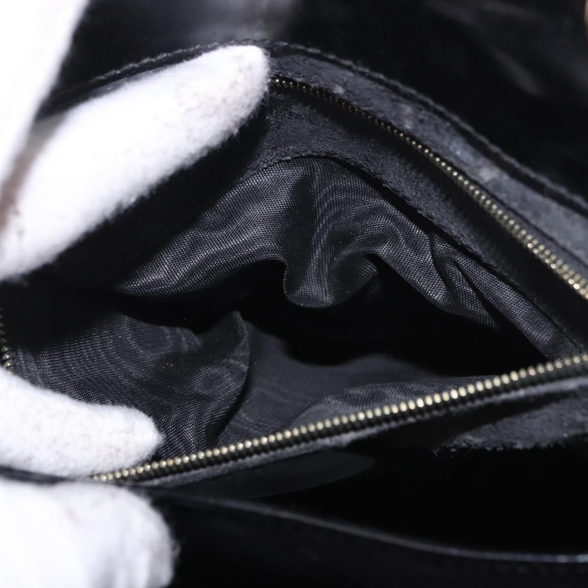 GUCCI Tote Bag Patent Leather Black Gold 000 1118 0503 Auth bs35437