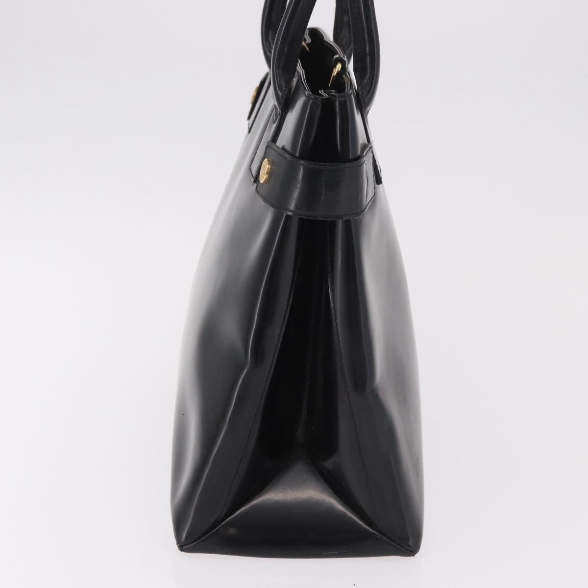 GUCCI Tote Bag Patent Leather Black Gold 000 1118 0503 Auth bs35437