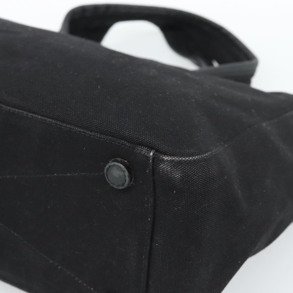 PRADA Hand Bag Canvas Black Silver Auth bs35438