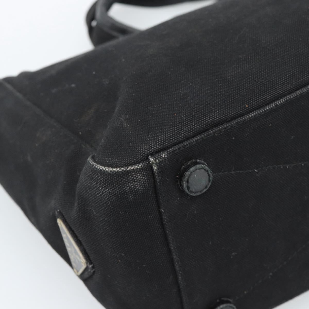 PRADA Hand Bag Canvas Black Silver Auth bs35438