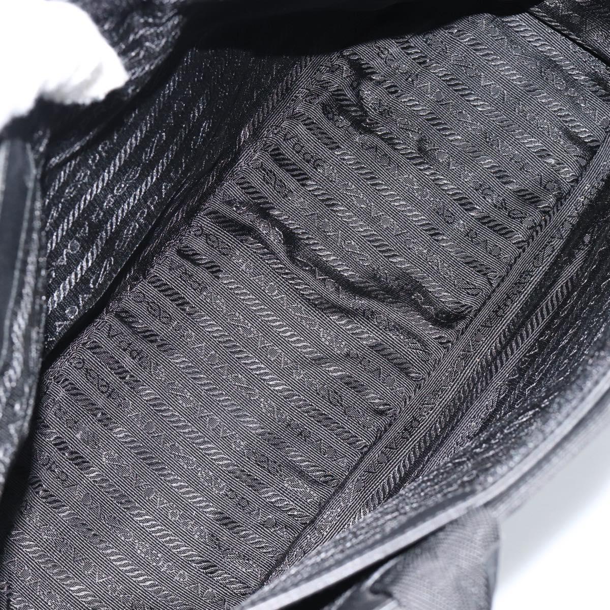 PRADA Hand Bag Canvas Black Silver Auth bs35438