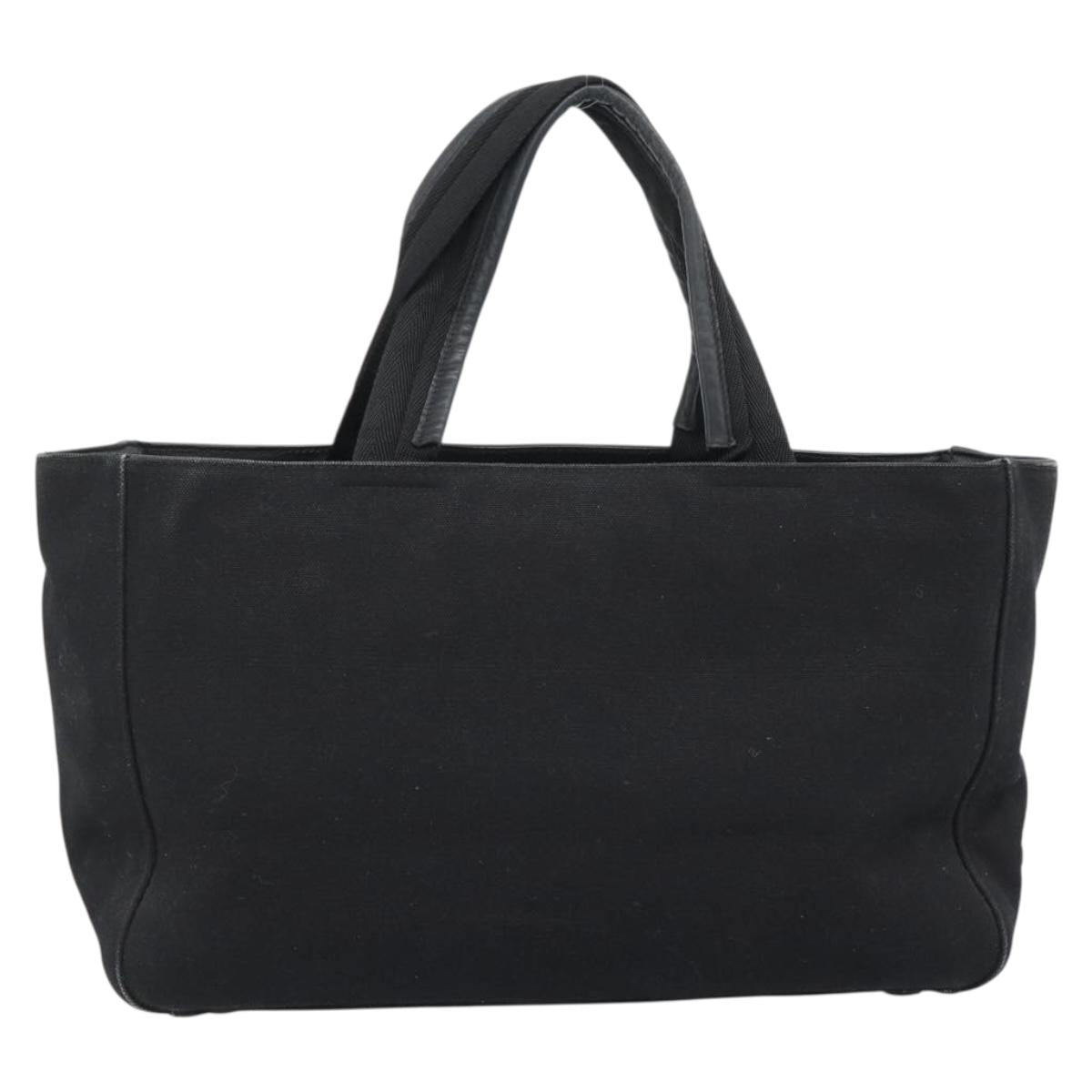 PRADA Hand Bag Canvas Black Silver Auth bs35438