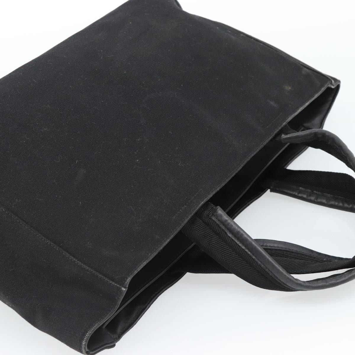 PRADA Hand Bag Canvas Black Silver Auth bs35438