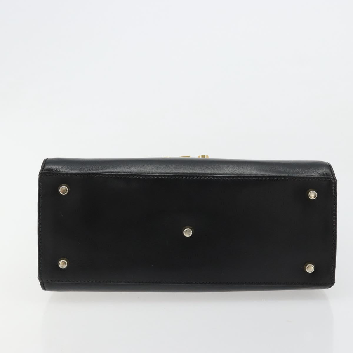 TIFFANY&Co. Hand Bag Leather Black Gold Auth bs35439