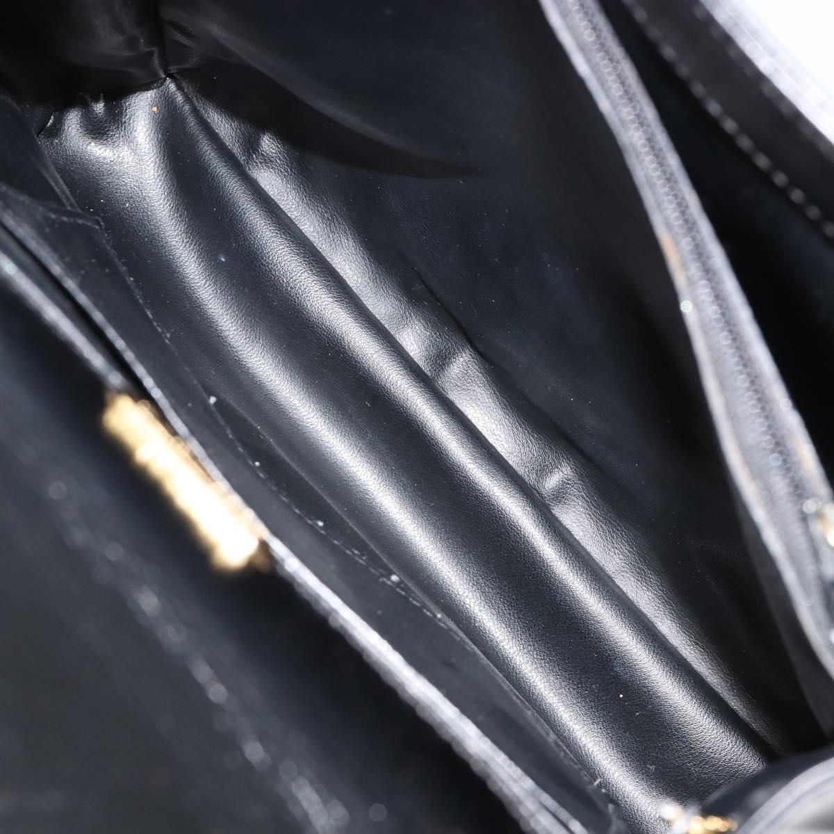 TIFFANY&Co. Hand Bag Leather Black Gold Auth bs35439