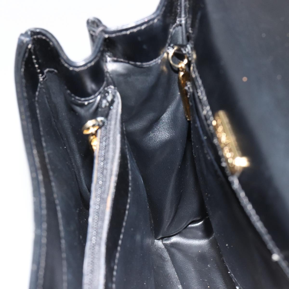 TIFFANY&Co. Hand Bag Leather Black Gold Auth bs35439