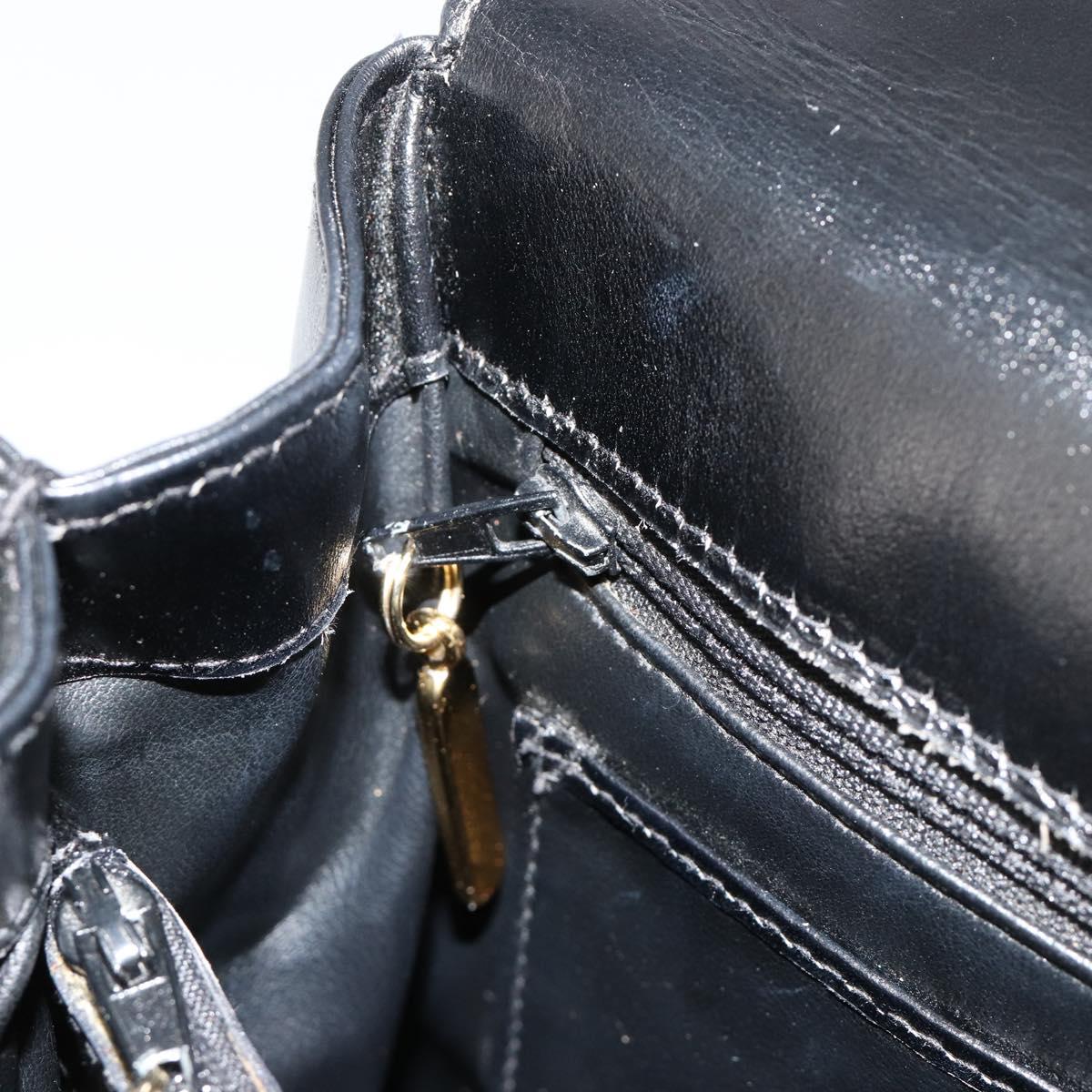 TIFFANY&Co. Hand Bag Leather Black Gold Auth bs35439