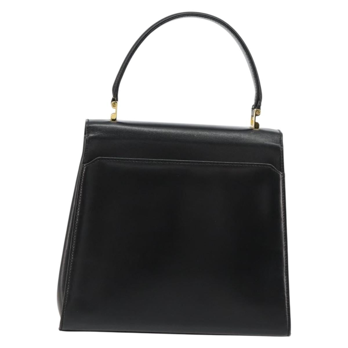 TIFFANY&Co. Hand Bag Leather Black Gold Auth bs35439