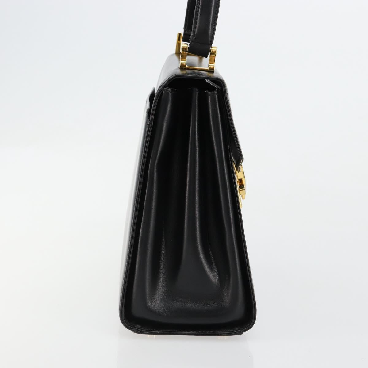 TIFFANY&Co. Hand Bag Leather Black Gold Auth bs35439