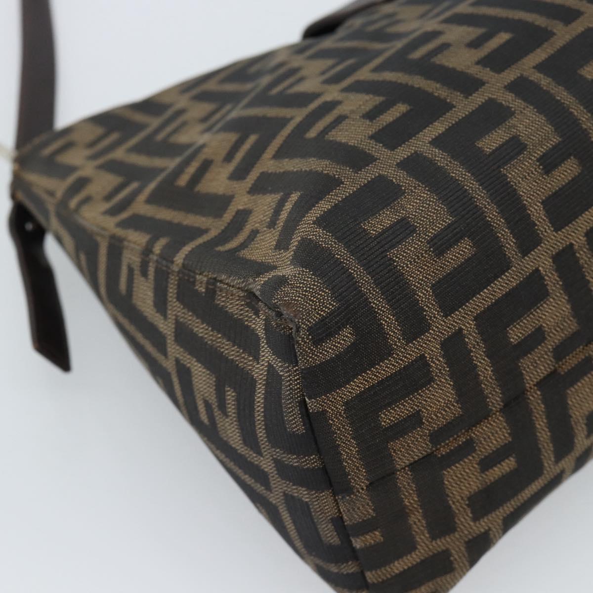 FENDI Zucca Canvas Mamma Baguette Shoulder Bag Black Brown Auth bs35441