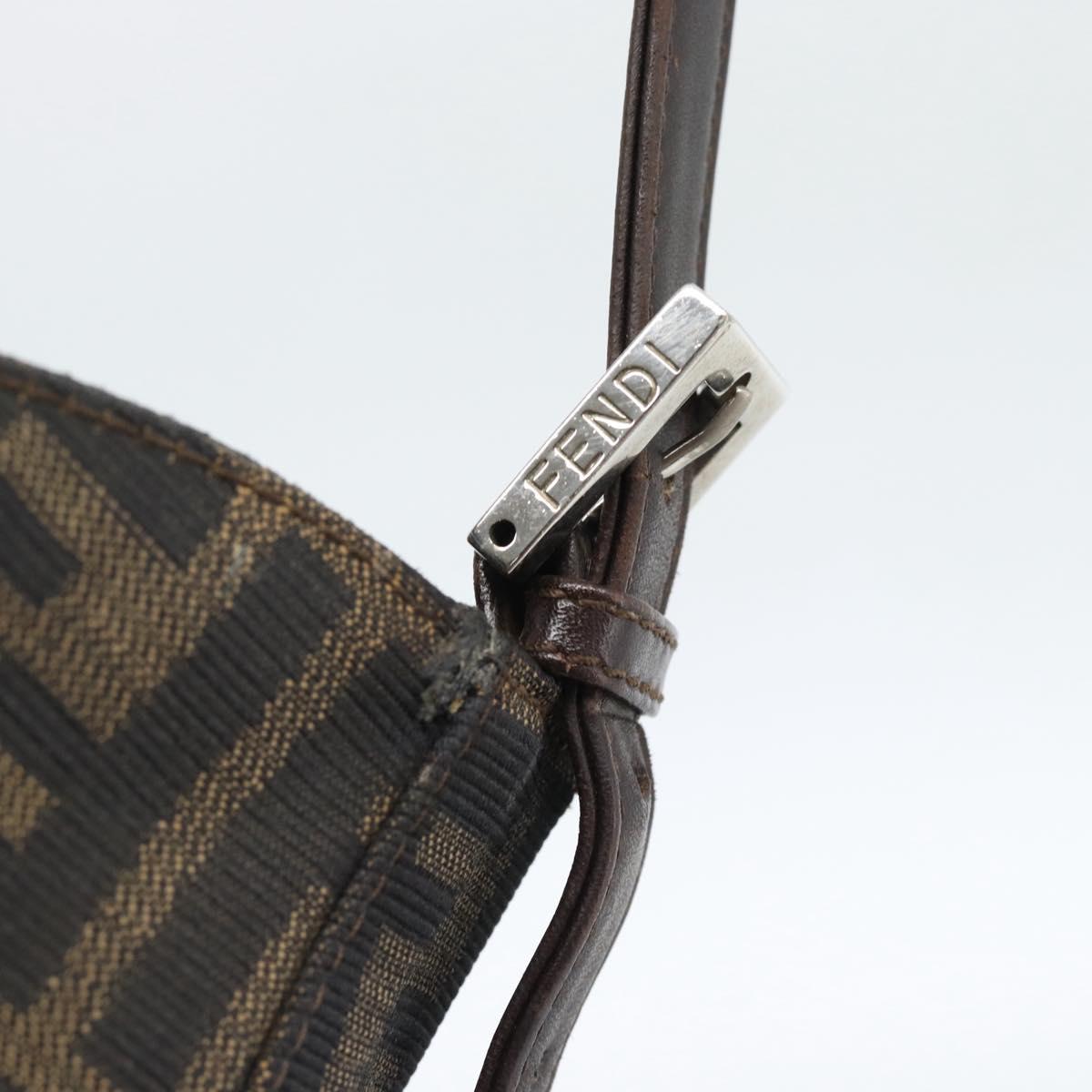 FENDI Zucca Canvas Mamma Baguette Shoulder Bag Black Brown Auth bs35441