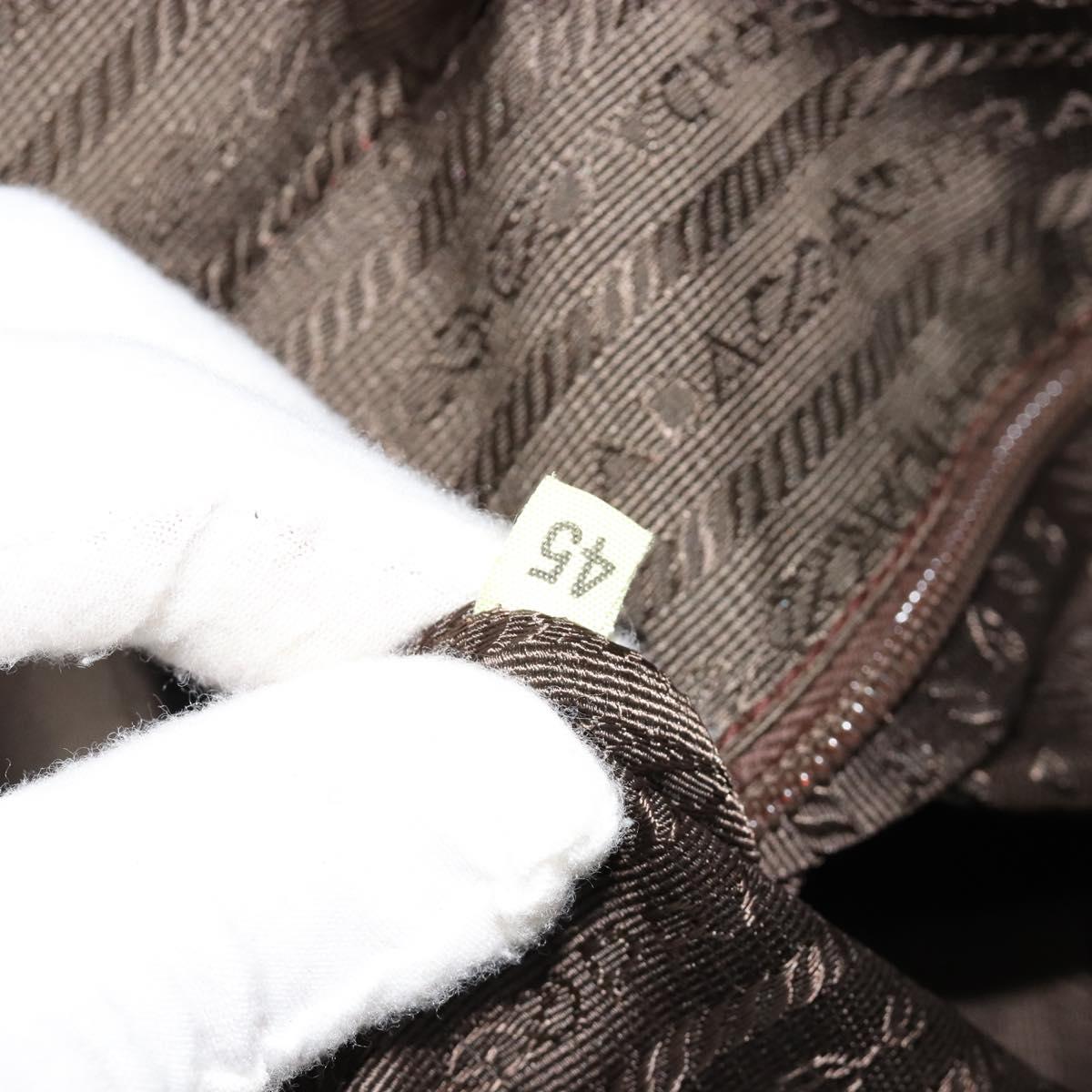 PRADA Hand Bag Leather Brown Gold Auth bs35442