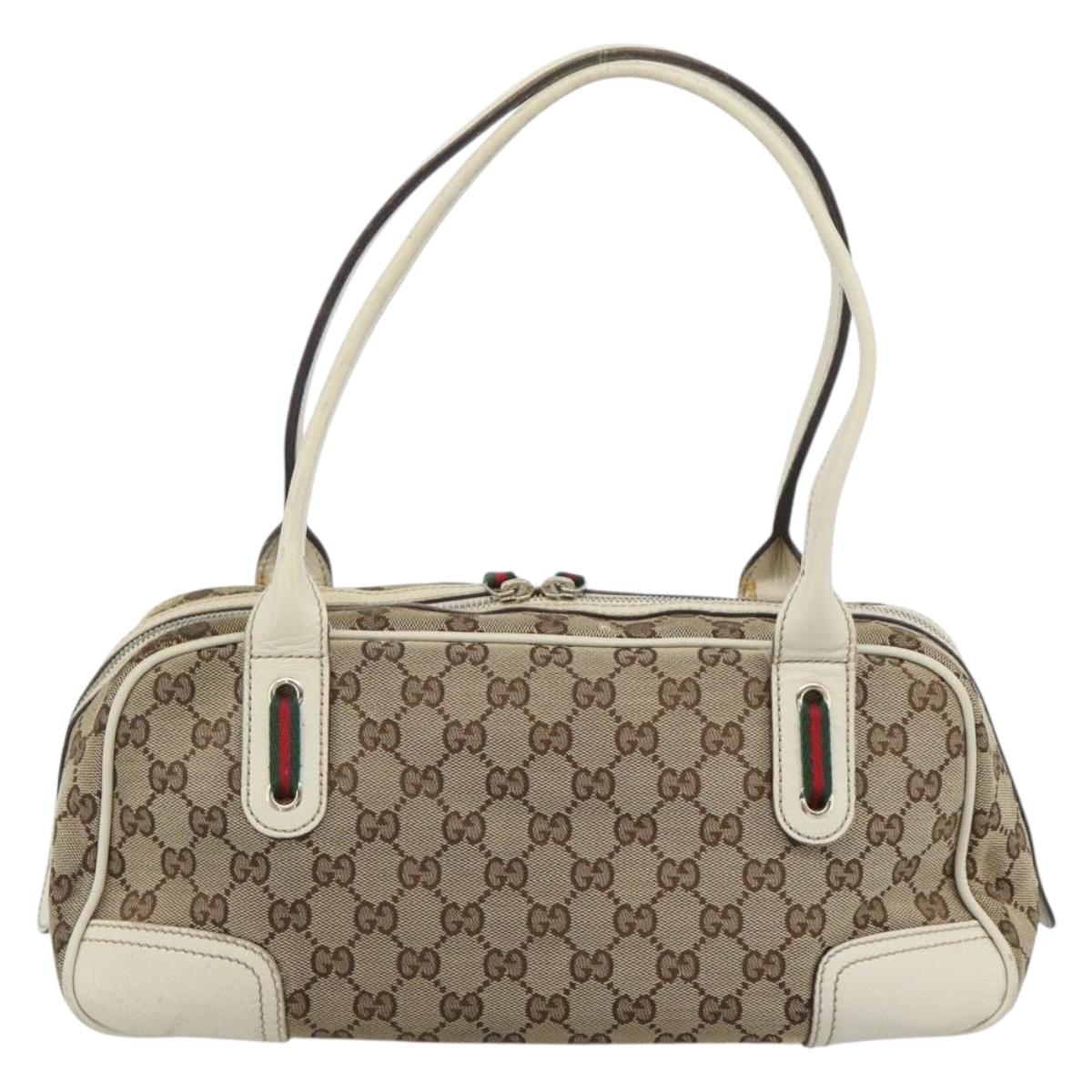GUCCI GG Canvas princi Hand Bag Beige Gold 161720 Auth bs35443