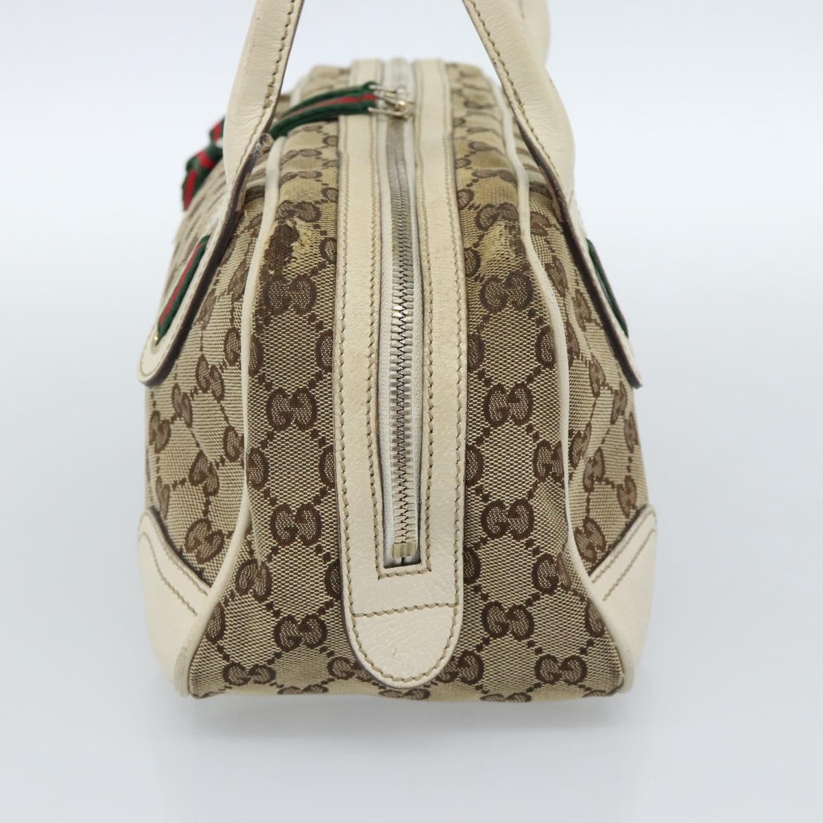 GUCCI GG Canvas princi Hand Bag Beige Gold 161720 Auth bs35443